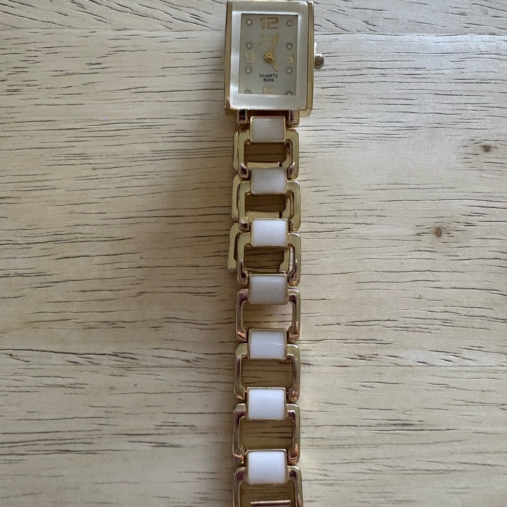 Gold and White Women's Watch